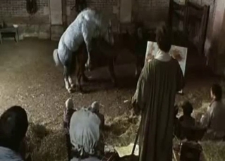 Grey horse bangs his girlfriend from behind