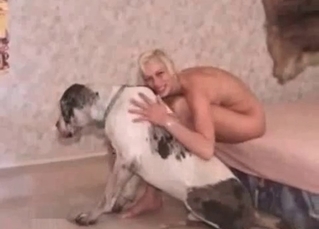 Blonde with an amazing body and dog dick lust
