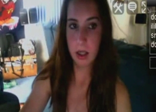 Dorky webcam girl talked into fucking her pet