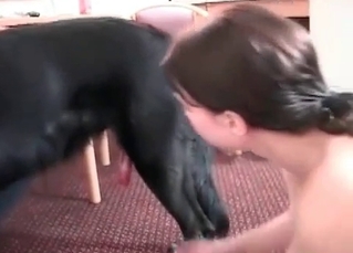 Girl gives her dog a good and hot blowjob